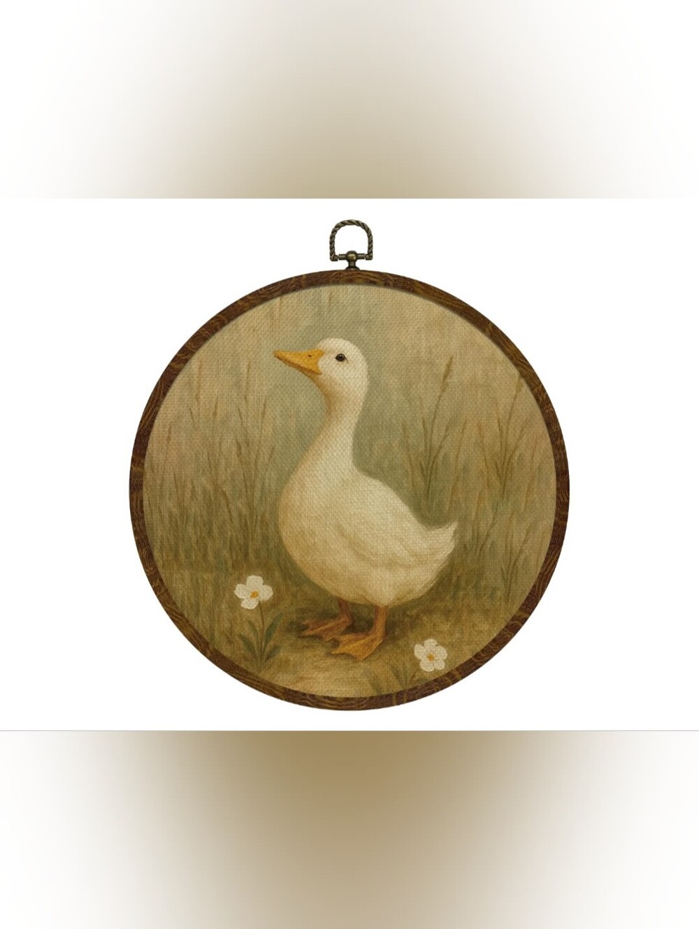 Duck Portrait Wall Art in Cream and Brown by